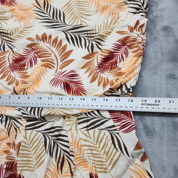 J for Justify Jumpsuit Womens 3X Tan Botanical Leaves Tube Top Crop Wide Leg - Picture 3 of 11